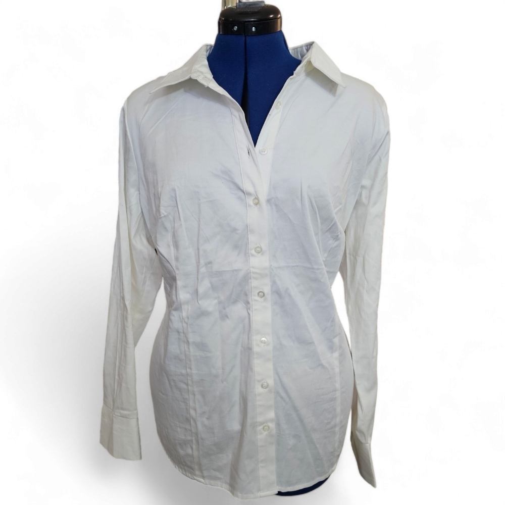 Simple White Button Up Womens 1x
